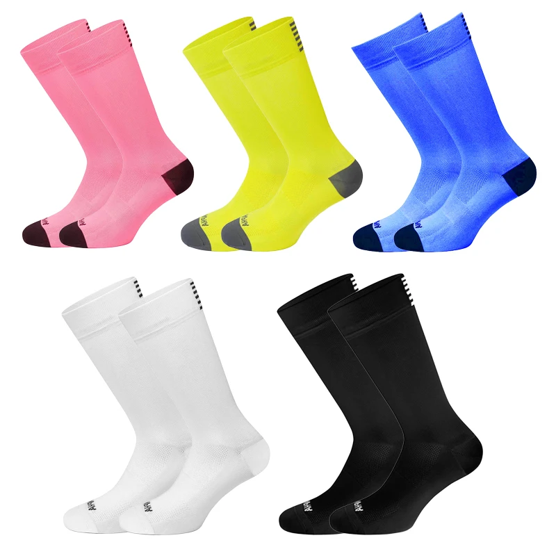5 Pairs Cycling Socks Men Professional Biking Socks Sport Sweat Absorbing Breathable Football Socce Compression Running Socks