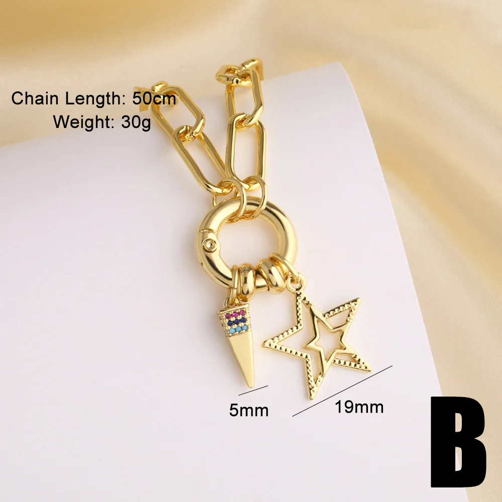 FLOLA Rainbow Evil Eye Necklaces for Women Copper Cubic Zirconia Fatima Hand Necklaces Gold Plated Jewelry olho grego nkeu82