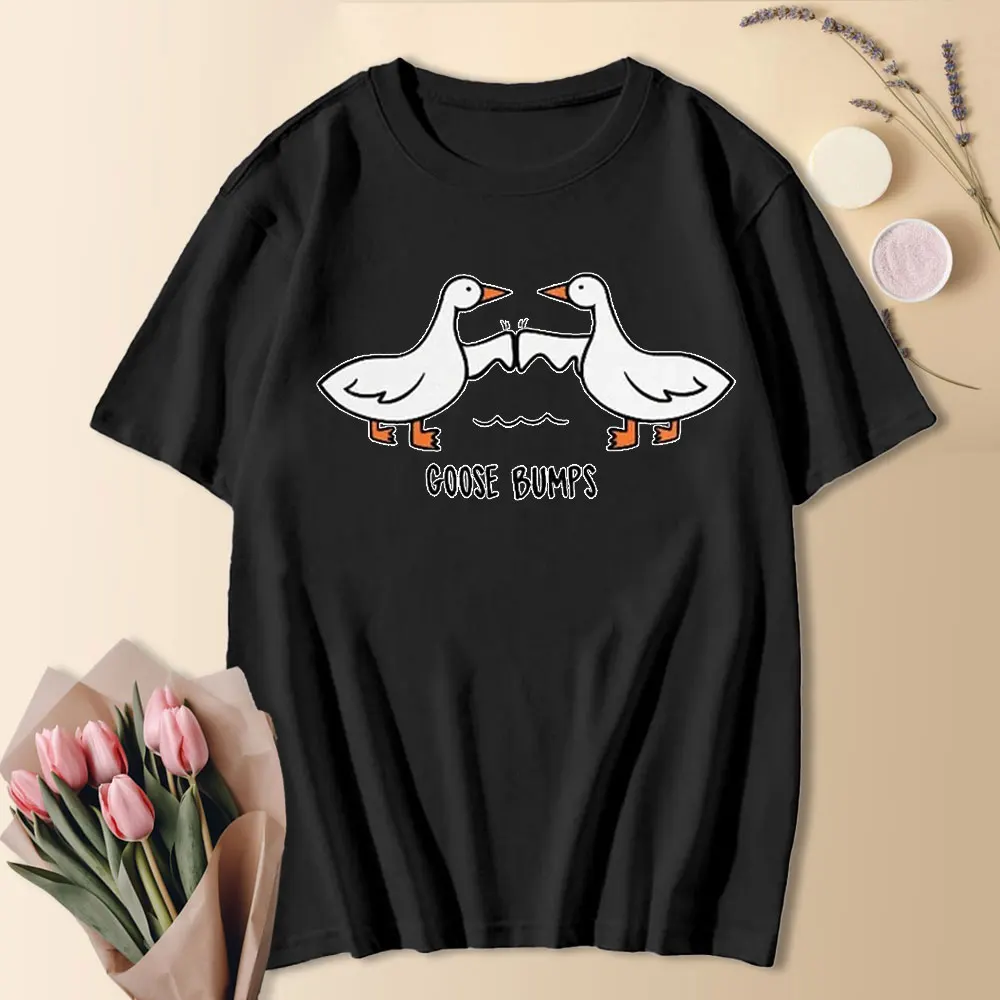 2024 Funny Goose Bumps Shirt Fun Graphic Cotton TShirt Best Friends Gift Unisex Goose Shirt Cute Animal Shirt Couple T-Shirt