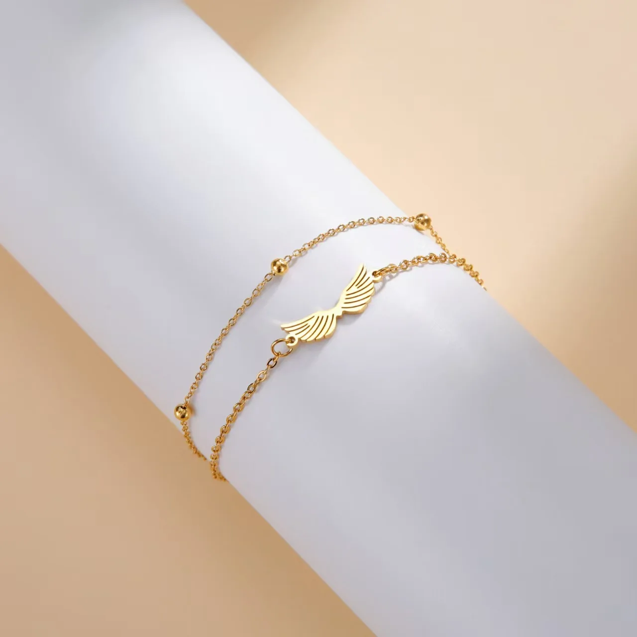 الملاك الجناح قلادة طبقة مزدوجة سلسلة مطرز سلسلة الأزياء سحر سوار