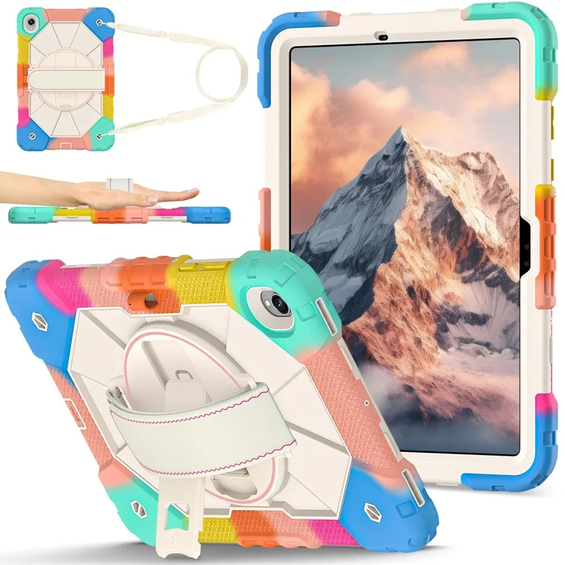 With Pen Holder Case For Samsung Galaxy Tab S11 11 inch SM-X730 SM-X736 Funda 360 Rotation Hand Shoulder Strap Shockproof Cover