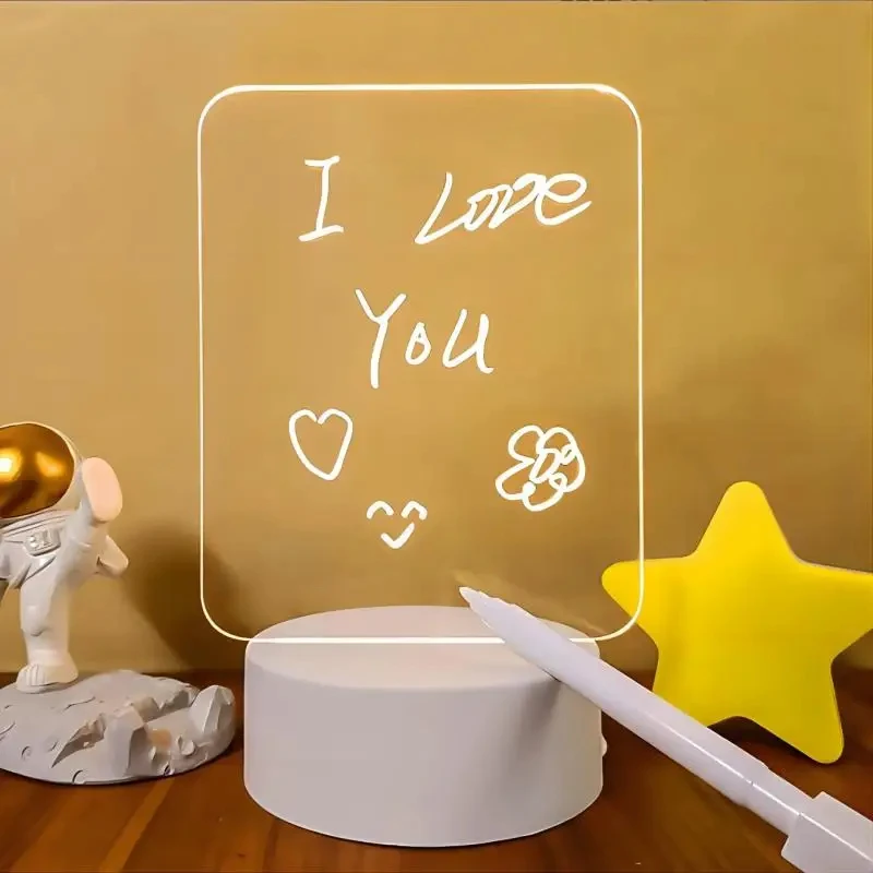 GGbingo Handwritten Message Board LED Night Light USB Rechargeable Warm Light Girlfriend Gift Home Decor Rewritable Note Lamp