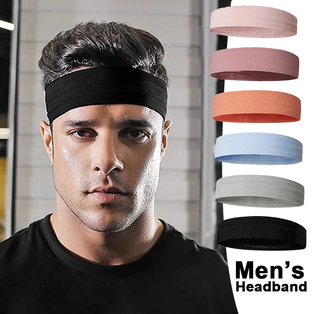 Men's Sport Elastic Headbands Thick Non-Slip Sweatband Hairband Running Yogo SPA Breathability Hair Hoop Hair Accessories