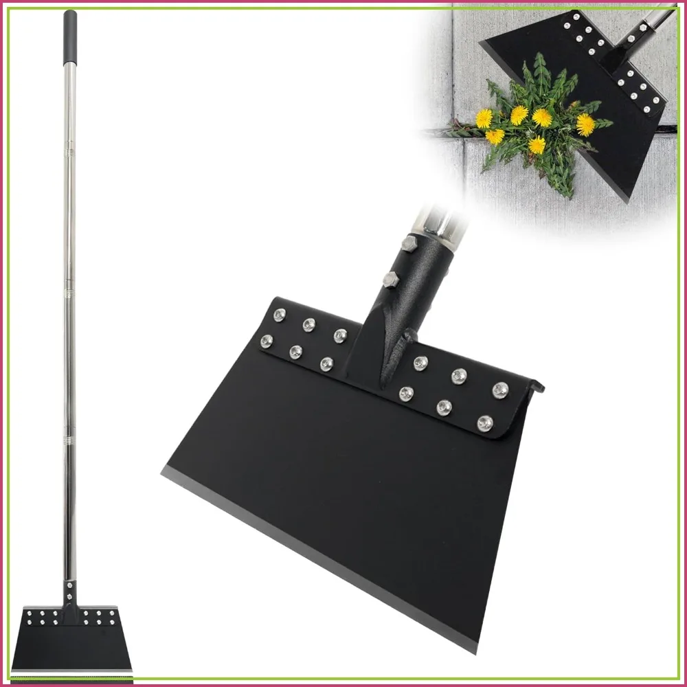 65in Garden Flat Shovel Floor Scraper Heavy Duty Weed Scraper with 11in Spring Steel Blade for Ice, Snow, Dirt, Moss, Driveway, Lawn Edging