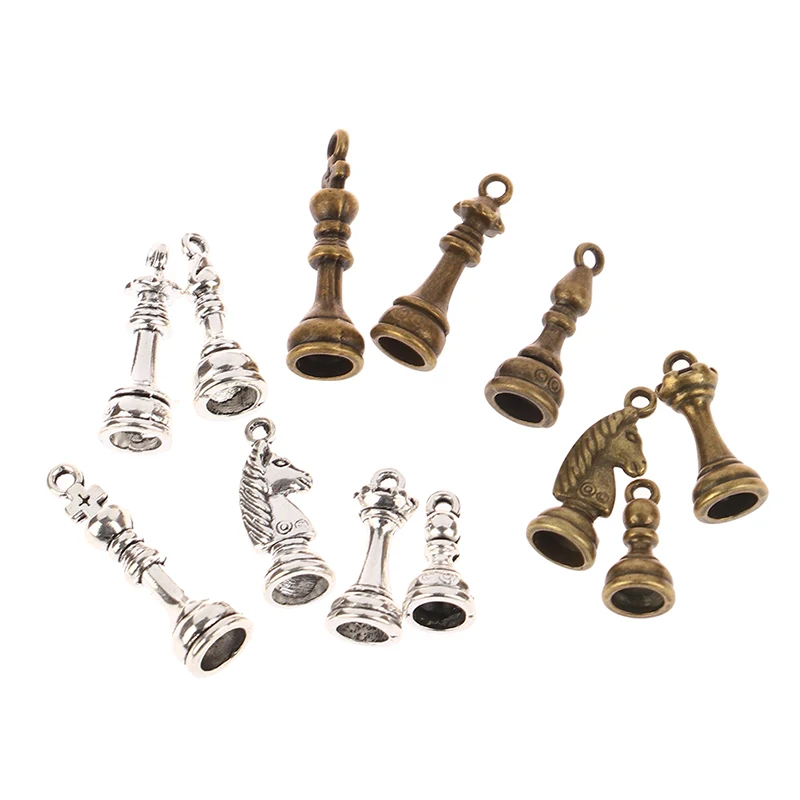 6Pcs/Set Charms Chess Knight Bishop Pawn Antique Pendant Fit Vintage Tibetan Bronze DIY For Handmade Jewelry Accessories