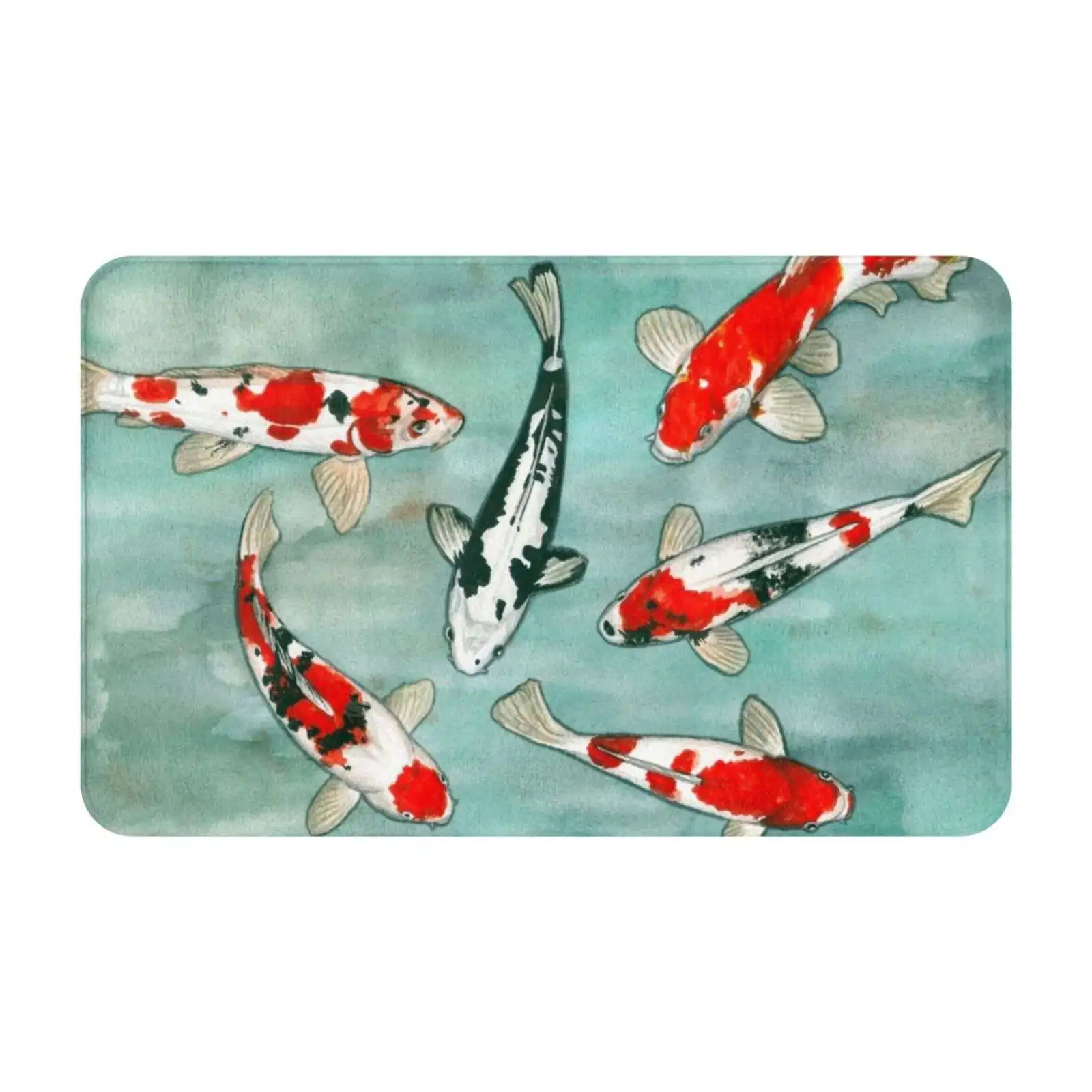 Le Ballet Des Carpes Koi Soft Cushion Car Home Carpet Door Mat Watercolor Painting Koi Fishes Koi Carps Koi Pond Goldfishes