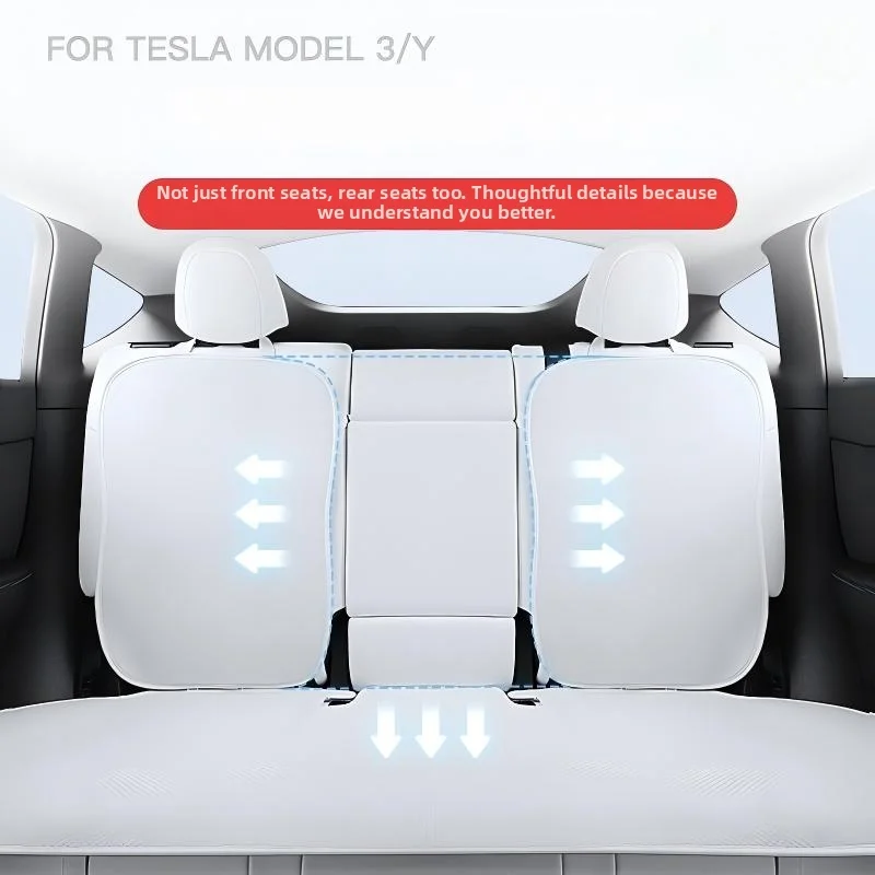 7PCS For Tesla Model Y/3 Split Sitting Back row Set Ice Silk Seat Cushion Ventilation Comfortable Car Accessories Interior