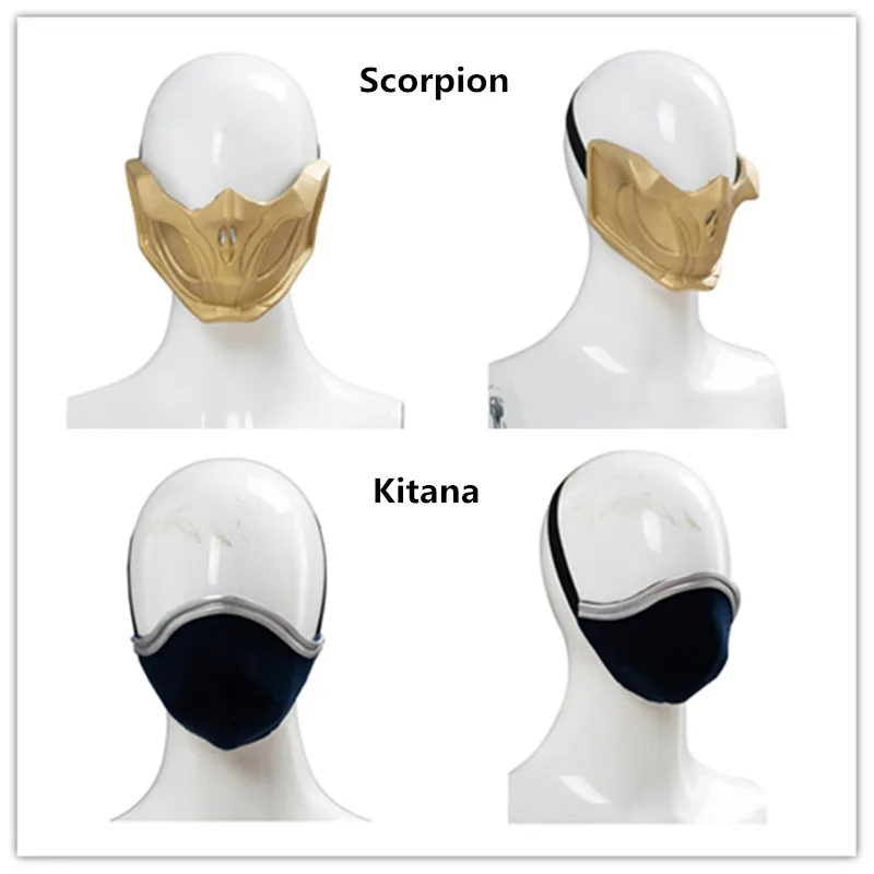 Mortal Cos Kombat 11 Scorpion Kitana Cosplay maska kask Masquerade dorosłych maski na pół twarzy impreza z okazji Halloween rekwizyty kostiumowe