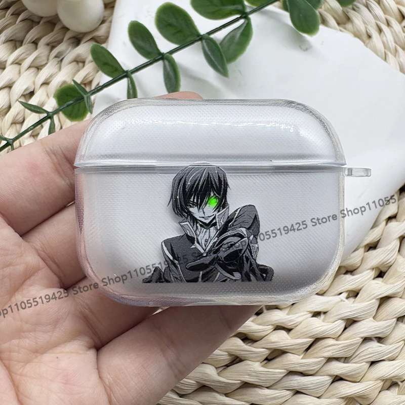 Cartoon Cool Anime CODE GEASS Earphone Case For Apple AirPods 4 3rd  Pro2 Transparent Cover For Airpod 1 3 Protective Shell