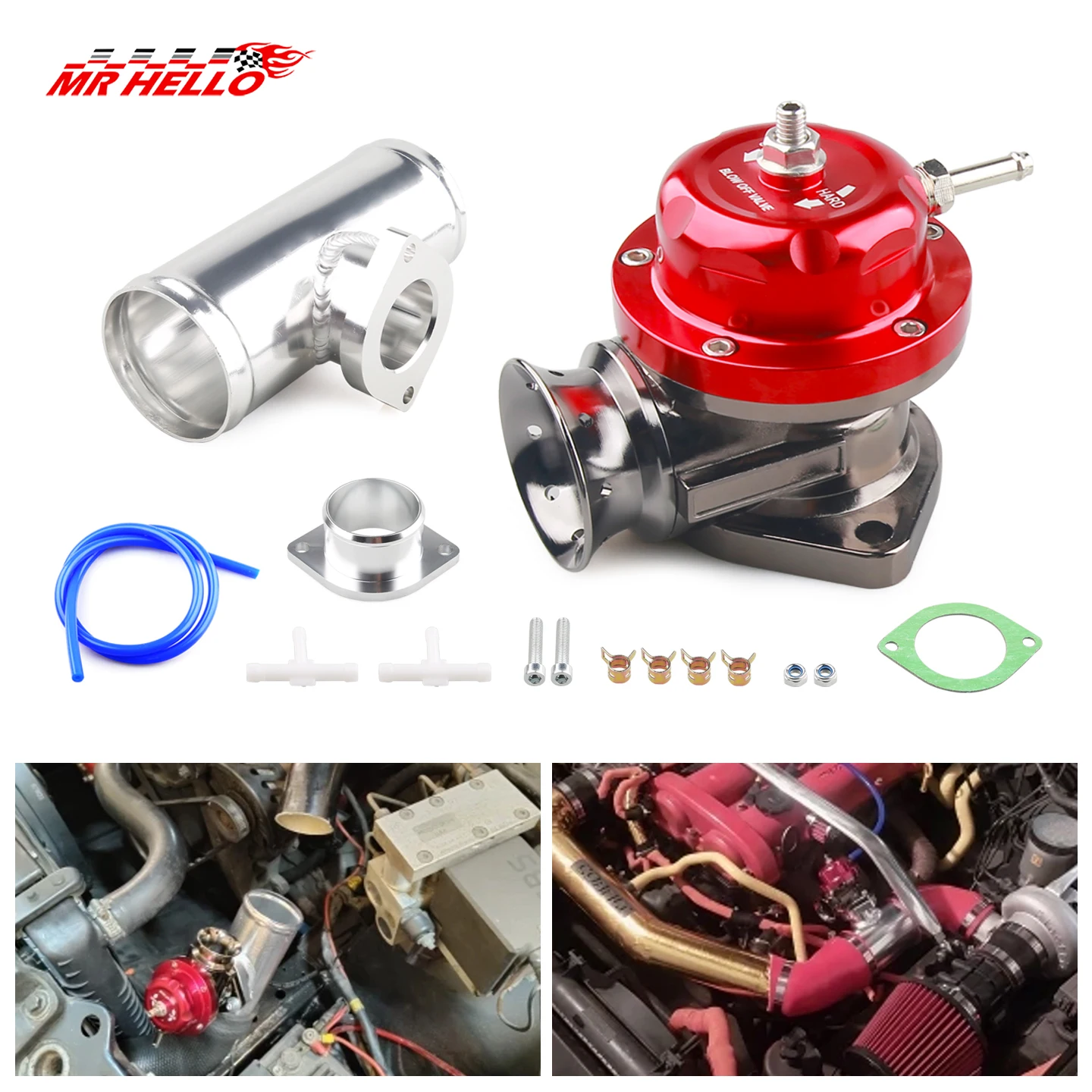 With 63mm Flange Pipe Type-RS Turbo Blow off Valve Adjustable 25psi BOV For GD-RS FV RZ Blow Off Valve Adapter L=150mm