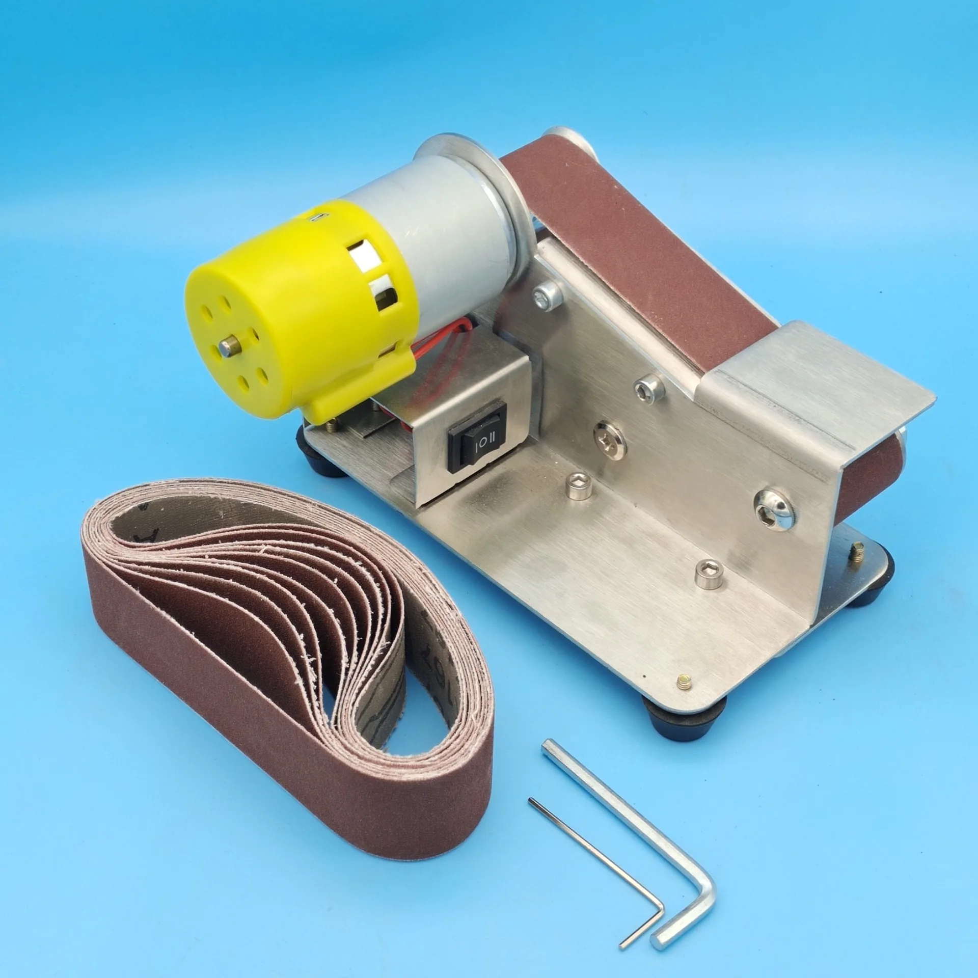 ماكينة تلميع الحزام الكهربائي الصغيرة متعددة الوظائف بزاوية 15 درجة، ماكينة طحن النجارة، سكين شحذ قطعة أثرية