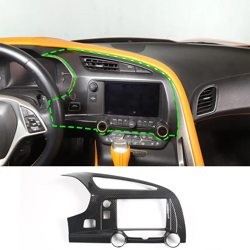 For 2014-2019 Chevrolet Corvette C7 ABS carbon fiber car styling car center control air outlet frame sticker car accessories