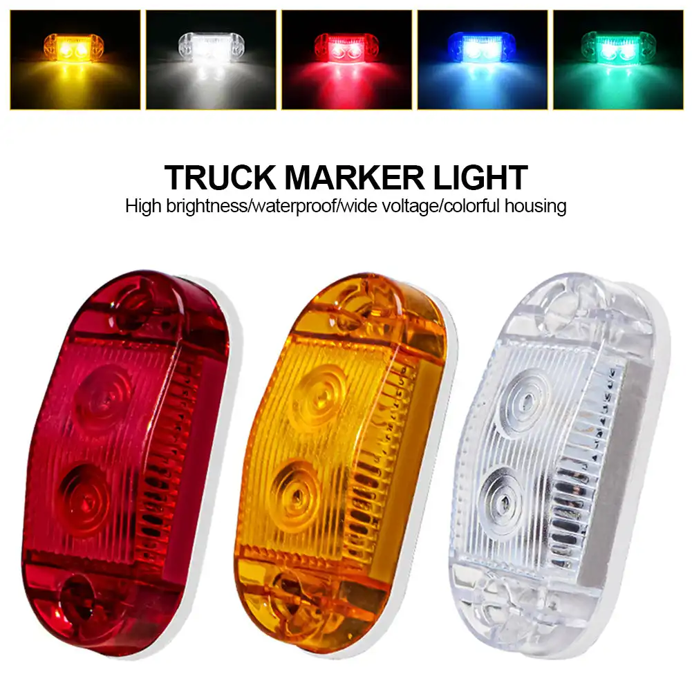 2 LED Car Truck Side Marker Lights External Square Lights Warning Tail Light Auto Trailer Truck Lorry Clearance Lamps 12-36V