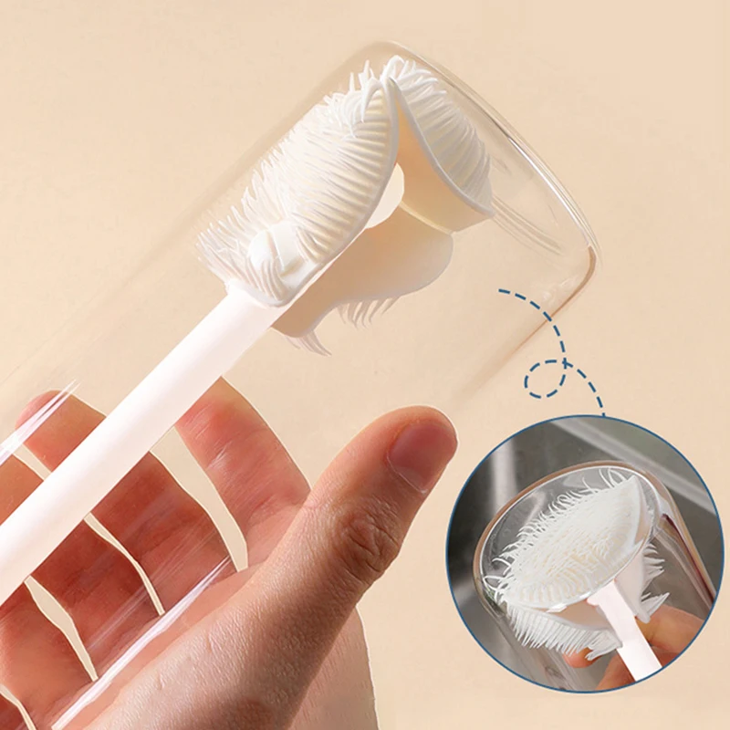 1PCS Cup Cleaning Brush Long Handle Bottle Cleaning Silicone Milk Bottle Wineglass Cleaner Household Glass Coffee Mug TeaPot Bru