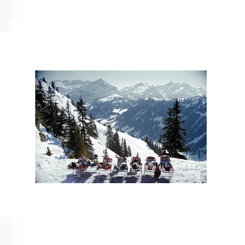 Slim Aarons Lounging in Gstaad, Print Art Canvas Poster, For Living Room Decor, Home Wall Picture