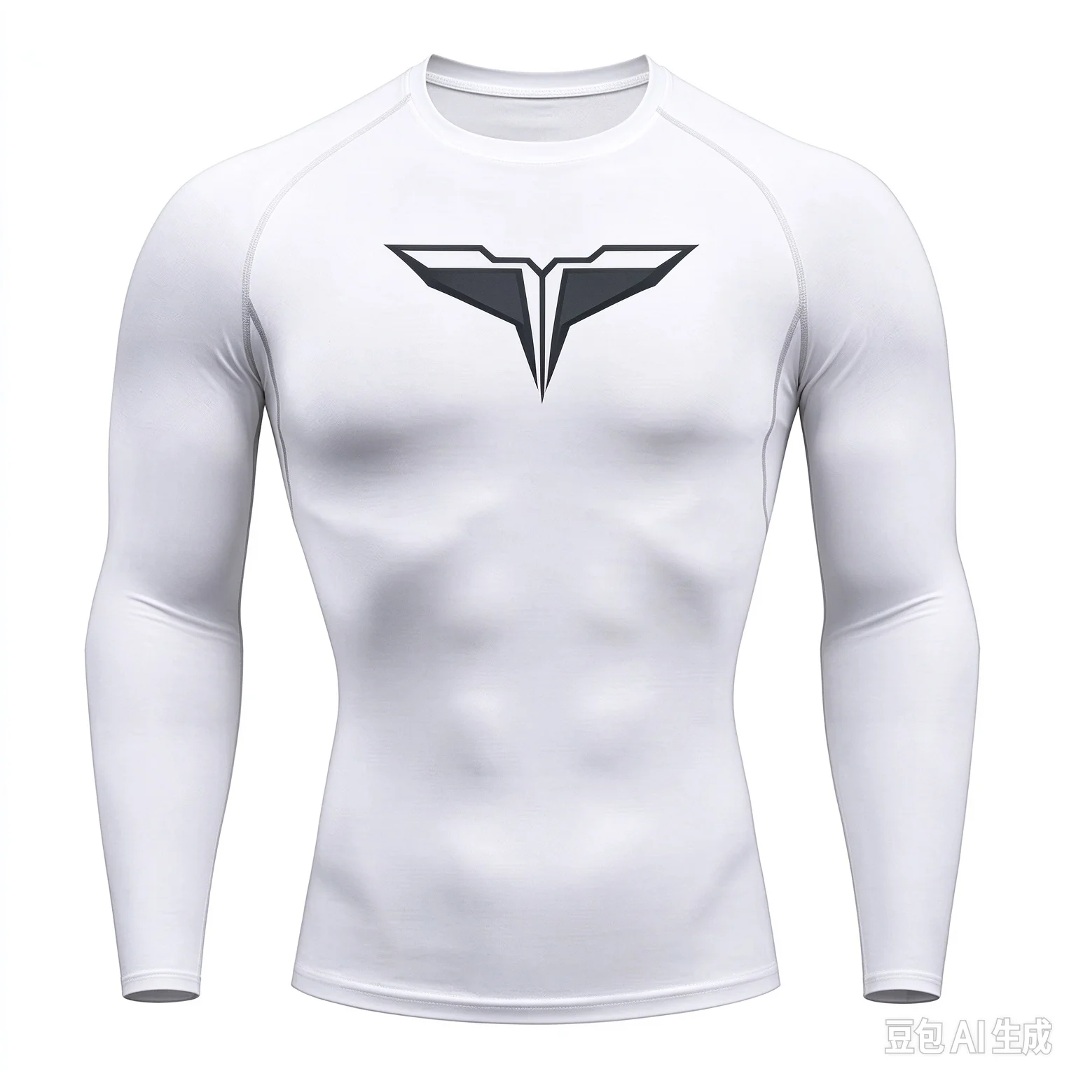 Men's long sleeved fitness T-shirt for spring and autumn outdoor sports, running sportswear, top with simple flying pattern