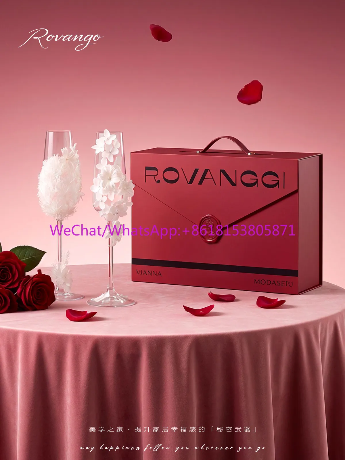 Special wedding gift DIY glass champagne toast glass with aromatherapy gift box