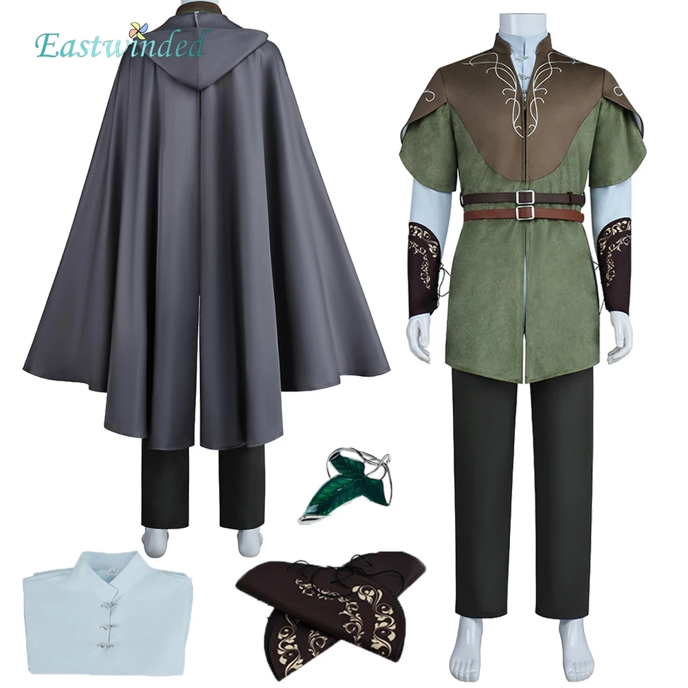 

Legolas Cosplay Green Costume Movie Lorded Rings Grey Cloak Outfits Halloween Roleplay Clothing Uniform Carnival For Adult Men
