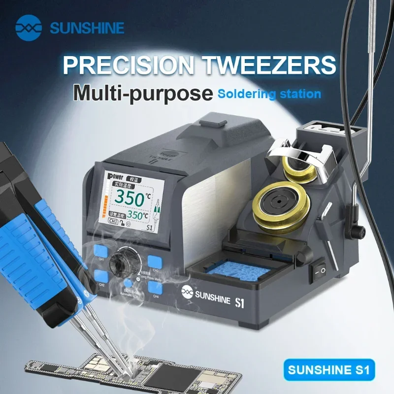 

SUNSHINE S1 Precision Tweezers Multi-purpose Soldering Station Smart Color Screen Rapid Heating 2S Tinning Soldering Station