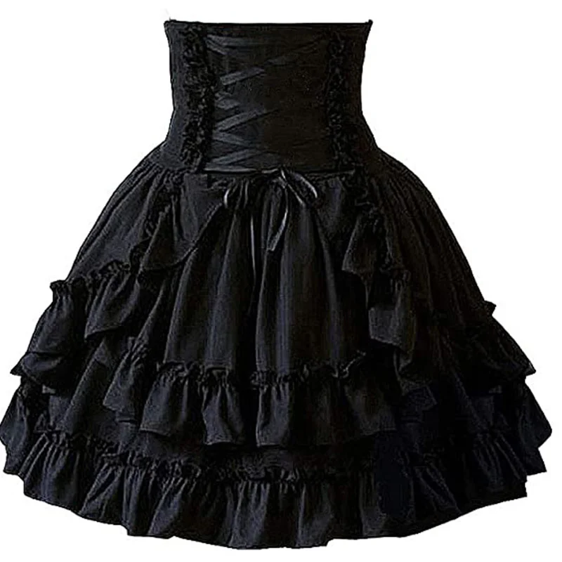 Cake Lotus Bloem Rok Halloween Cosplay Lolita Rok Gothic Meisje Jurk Vrouwen Kleding Zwarte Taart Rok