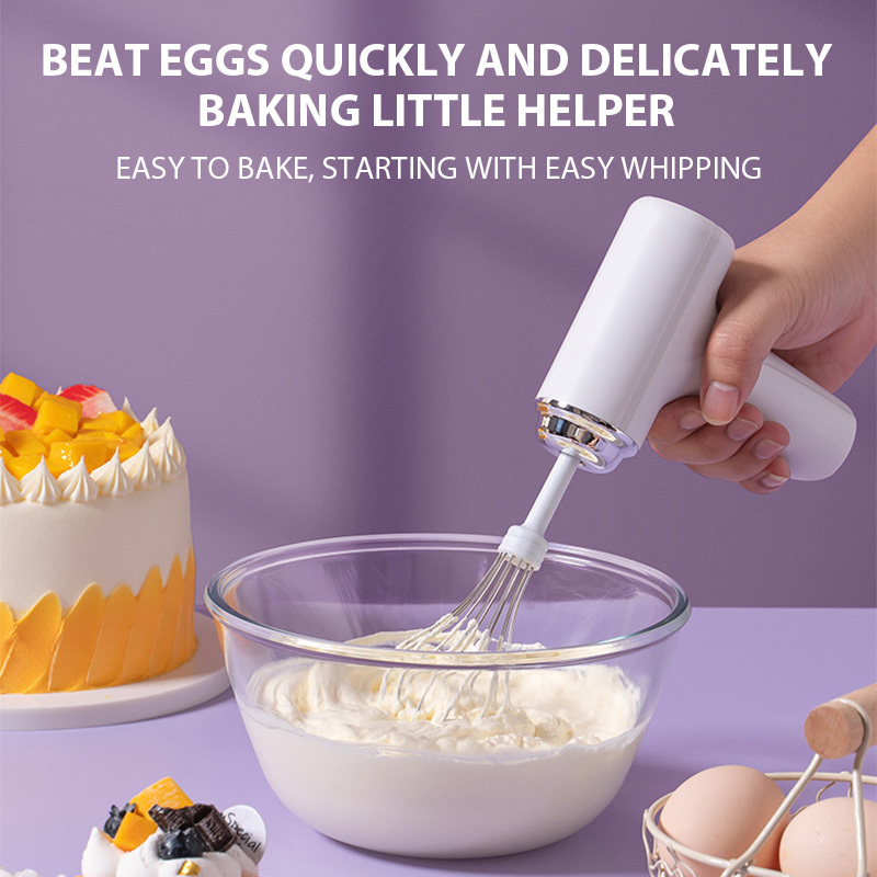  Electric Egg Beater Rechargeable Home Handheld Small Wireless Egg Beater Baking Cream Electric Whip Blender Hand Mixer for Cakes 