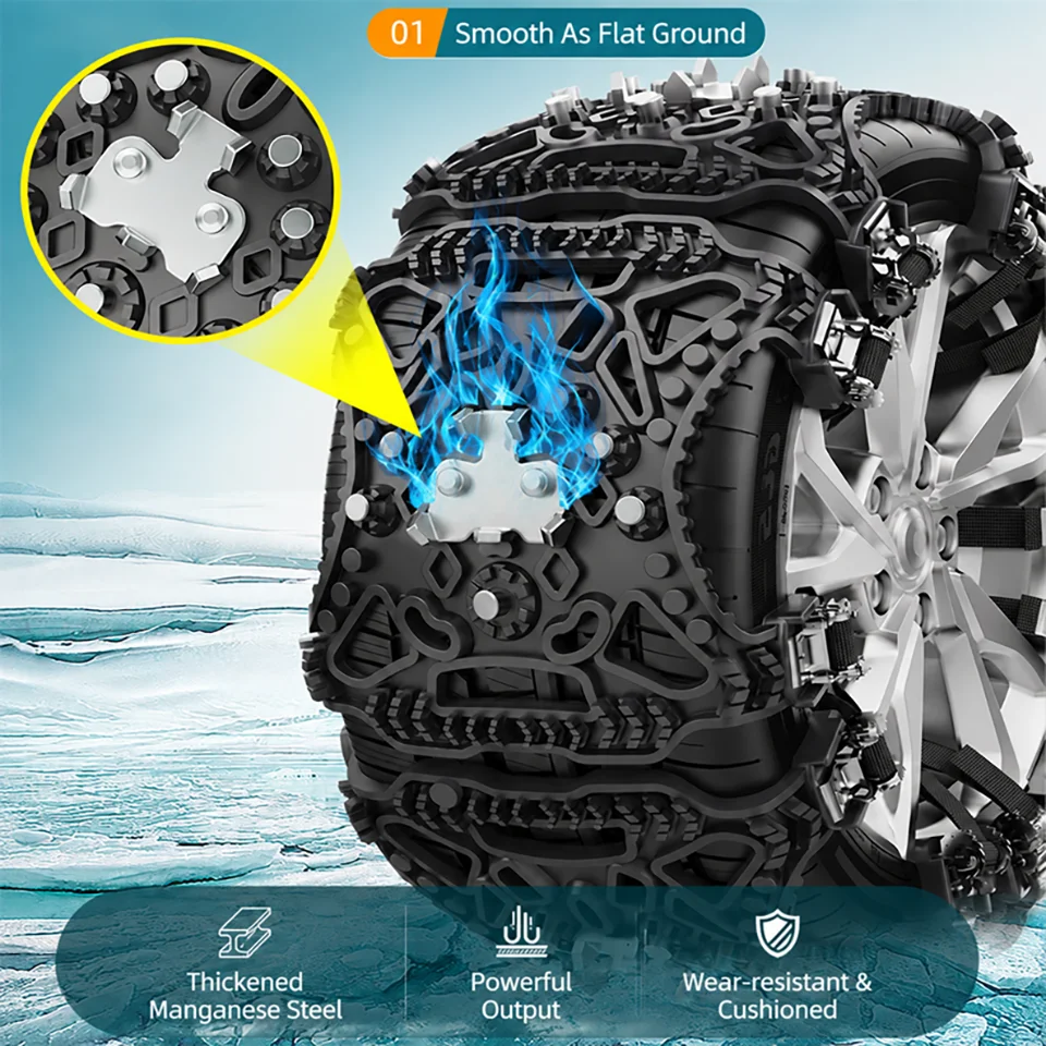 Universal TPU Snow Tire Emergency Anti‑Skid Chains Thick Non‑damaging Wheel Traction Chain Road Winter Ice Mud Car Accessories