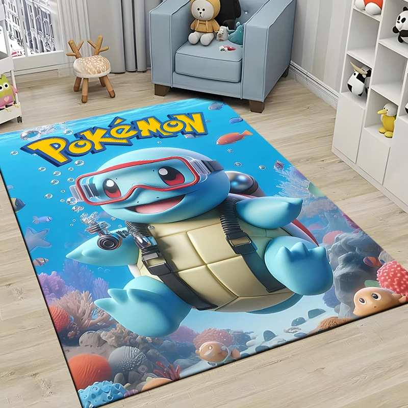 Japanese Anime Pokemon Squirtle Carpet for Living Room Game Rugs Soft Floor Cartoon Rugs Bathroom Rug Mat Yoga Mat Коврик