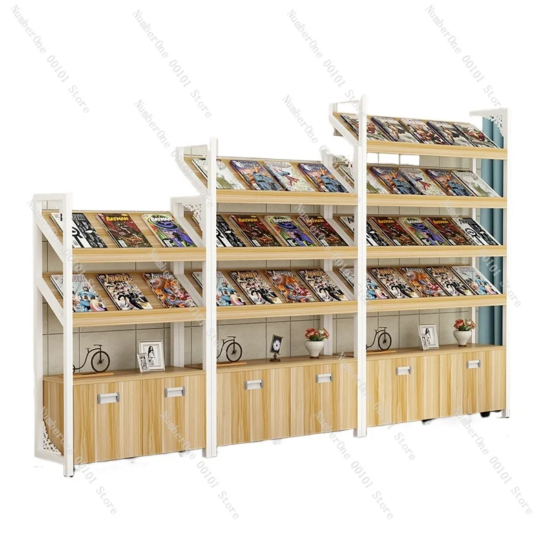 Wrought Iron Display Bookshelf the Newspaper Stand Magazine Rack Floor Bevel Display Stand File Book Shelf Shelf Document Rack