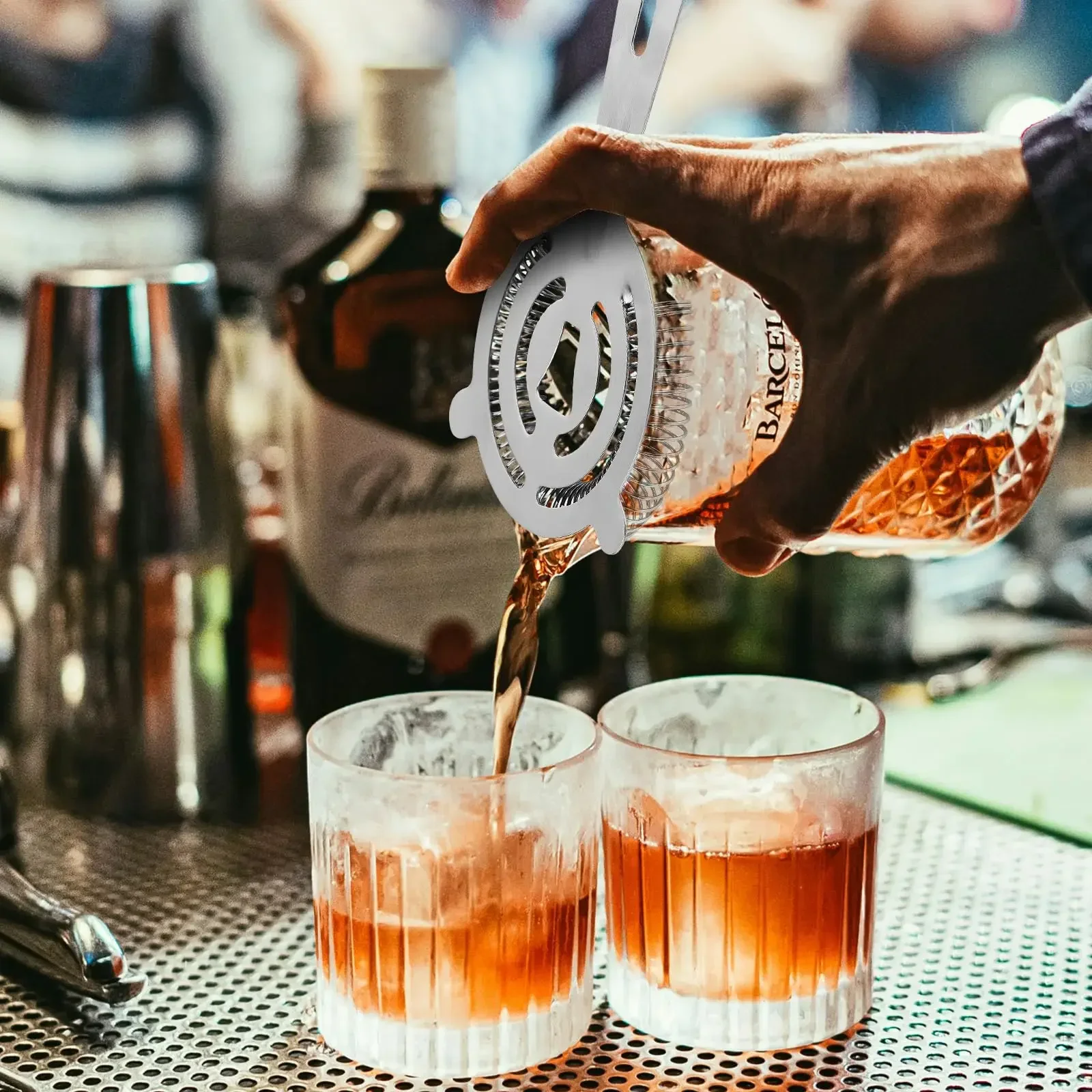 2pcs Bar Strainer with High Density Spring Cocktail Shaker Ice Strainer Bar Accessories Stainless Steel Filter Barware Bar Tools