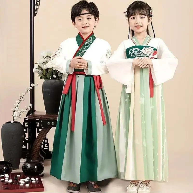 

Китайское повседневное платье Hanfu для мальчиков и девочек в стиле ретро