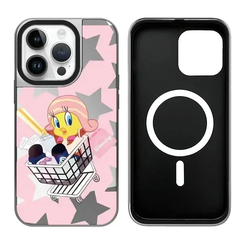 Cartoon Family iPhone 11 12 13 14 15 Pro Max Mirror Surface MagSafe Case Cover Shell