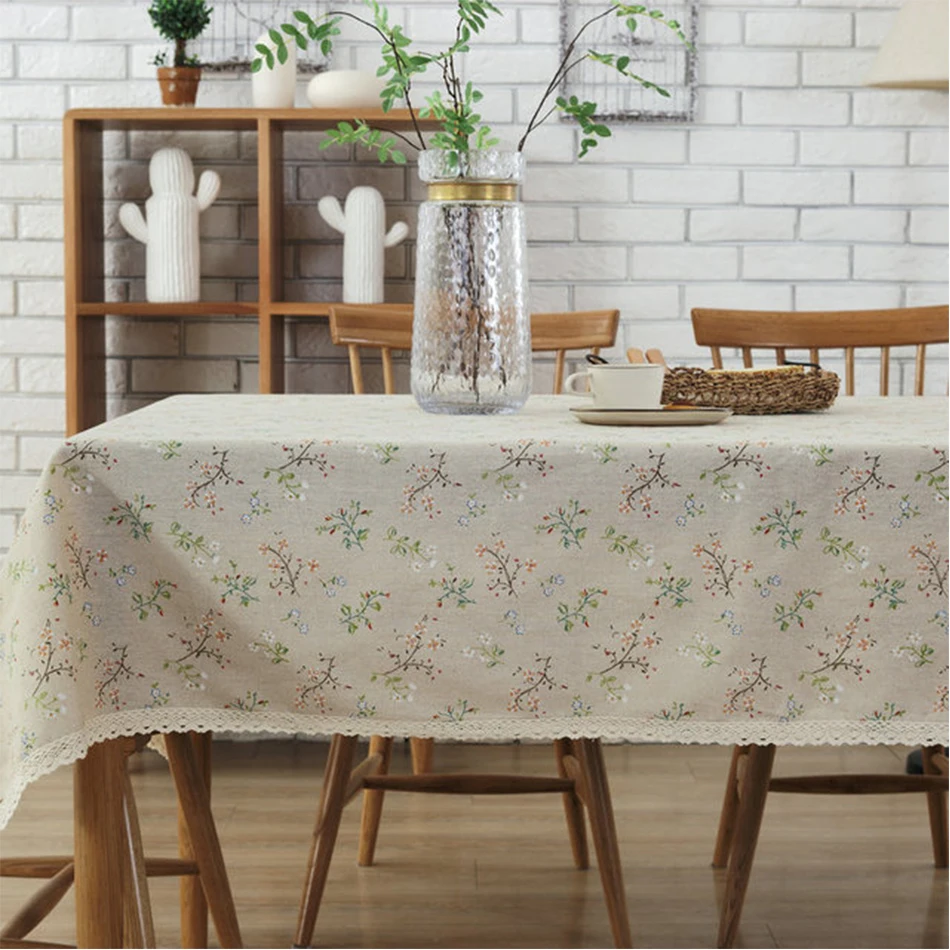 Bloom Table Cover with Lace,Customizable Blending Flower Tablecloth,for Home Kitchen Dinning Tea Coffee Table Decoration