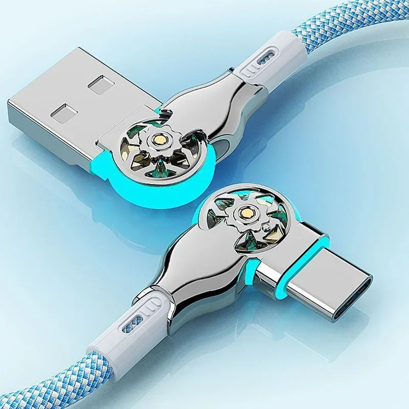 Fast Charging 180 Degree Rotation Cable Alloy Micro Type C Data Cable for Huawei Samsung Xiaomi Braided Phone Charger Accessory