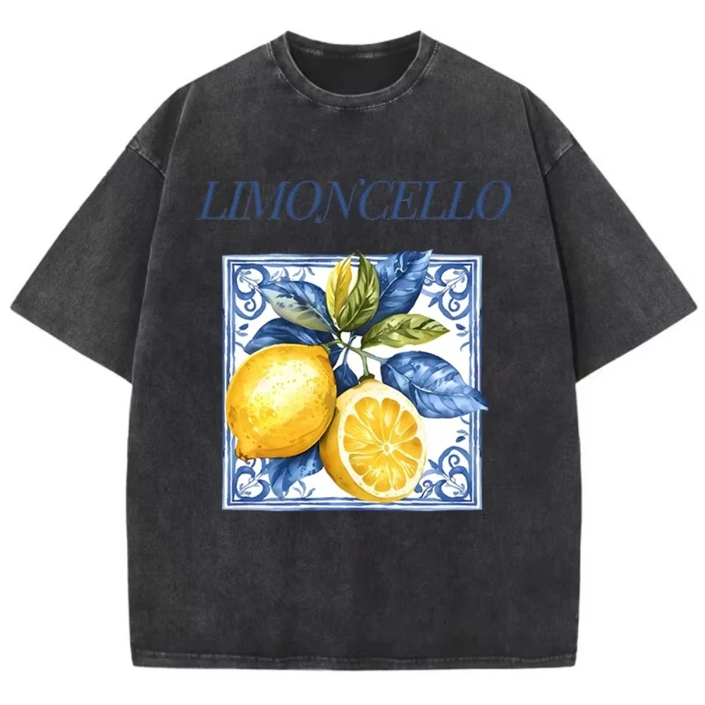 

Стираная футболка с принтом, мужская хлопковая футболка с круглым вырезом, удобная уличная одежда, мужская повседневная летняя одежда, 2025 г., высокое качество, простая