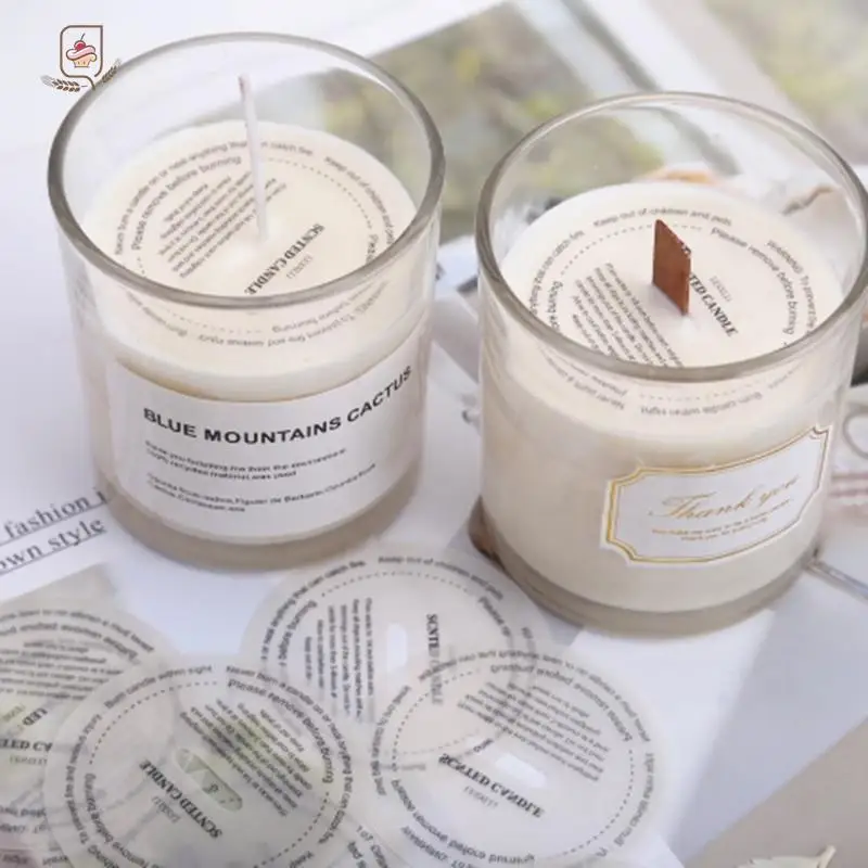 10Pcs DIY Manual Fragrance Candle Stickers Label Cup Sticker Translucent Candle Round Sulfuric Acid Paper Dust Proof Sticker
