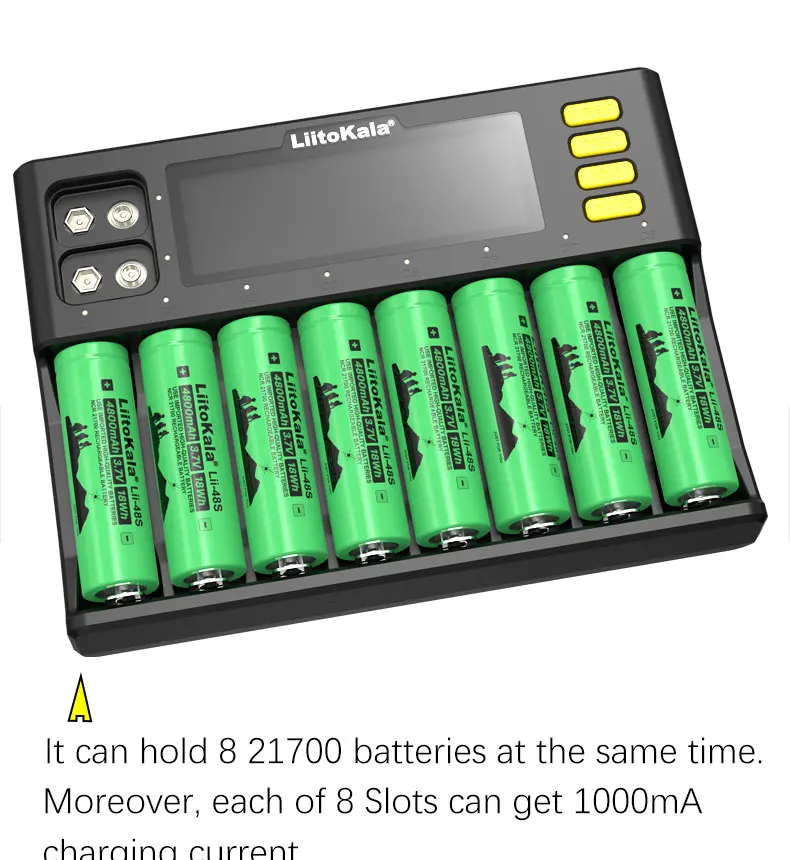 LiitoKala Lii-S8 Lii-S12 cargador de batería para 18650 3.7V Li-ion NiMH 1.2V 9V Li-FePO4 3.2V IMR 3.8V 26650 21700 26700 AA AAA