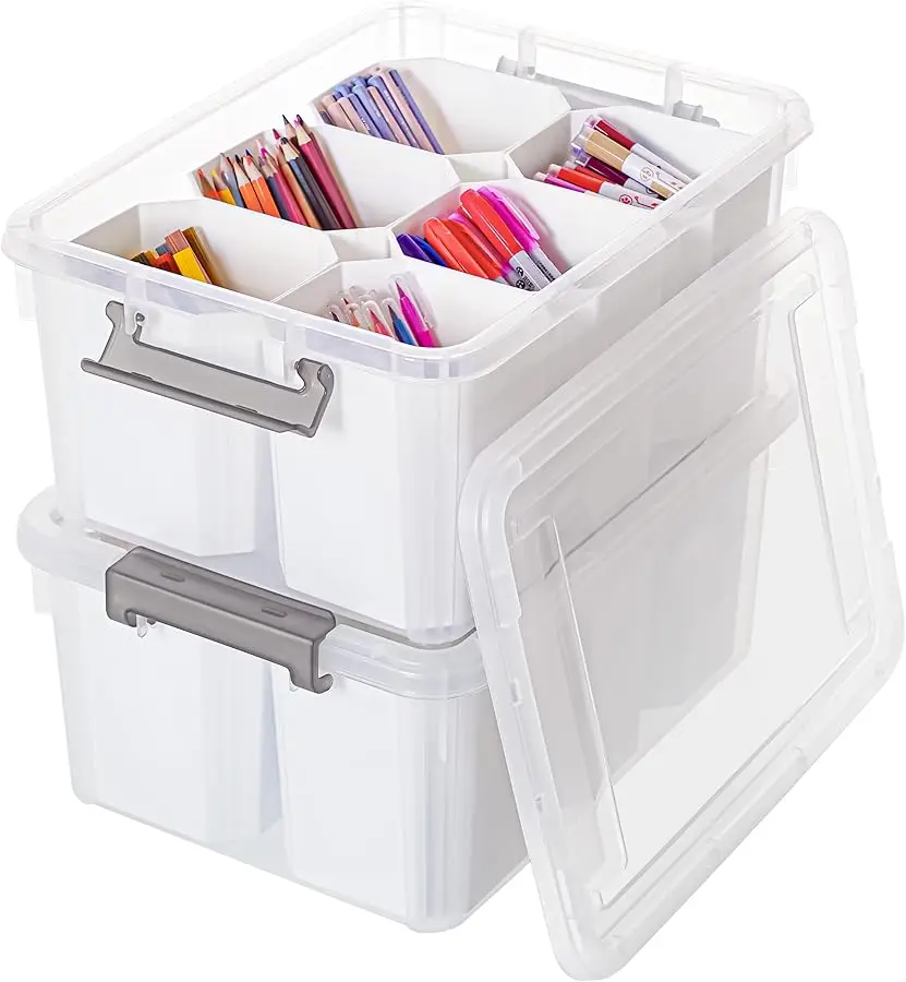 

Citylife 17 QT Plastic Storage Bins Clear Storage Box with Lids Multipurpose Stackable Storage Containers for Organizing Tool, C