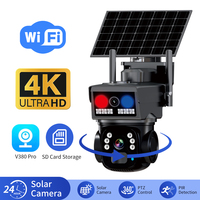 4K Solar Camera WiFi Outdoor Dual Lens Security Surveillance Camara Wireless IP Camara Waterproof PIR Human Detection V380 Pro