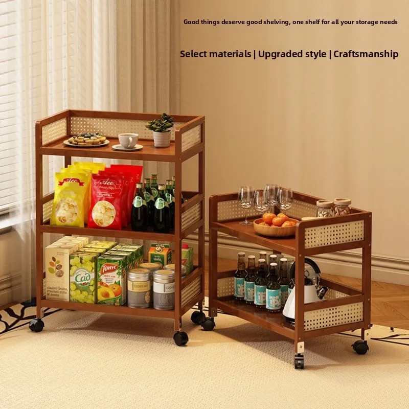 

Multi-functional Mobile coffee table trolley baffle rack multi-layer snack storage rack