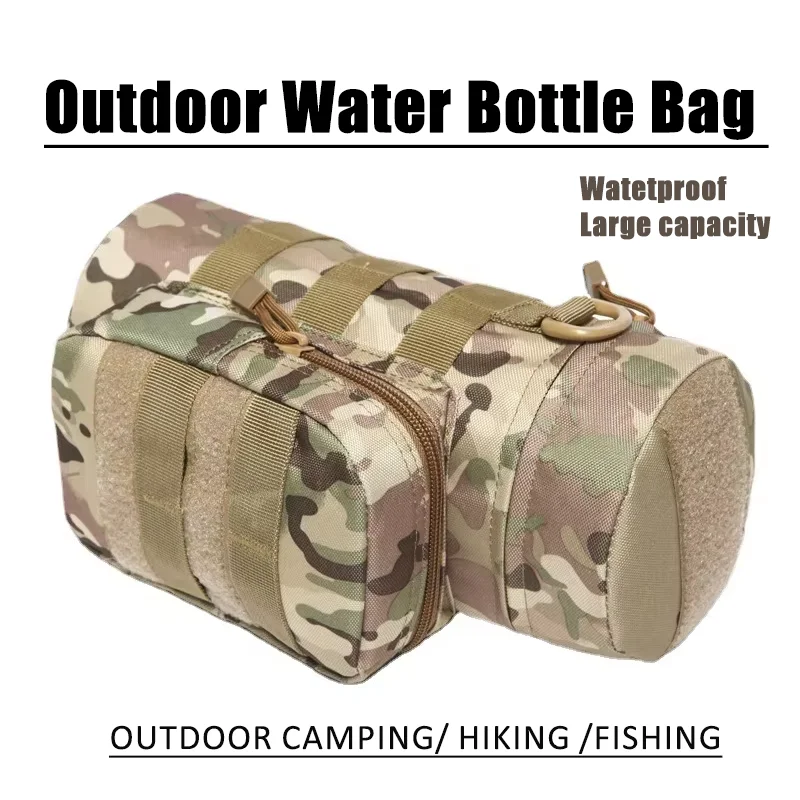 Taktische Molle-Wasserflaschentasche, wasserdichter Beutelhalter, geeignet für Outdoor-Camping, Wandern, Radfahren, Angeln, Wasserkocher, Tragetasche
