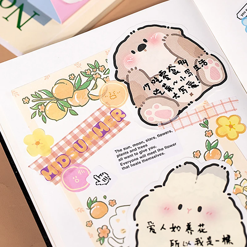 30Sheets Cartoon Animals Sticky Notes Cute Memo Pad To Do List Journaling Planner Sticker Stationery Message Paper School Supply