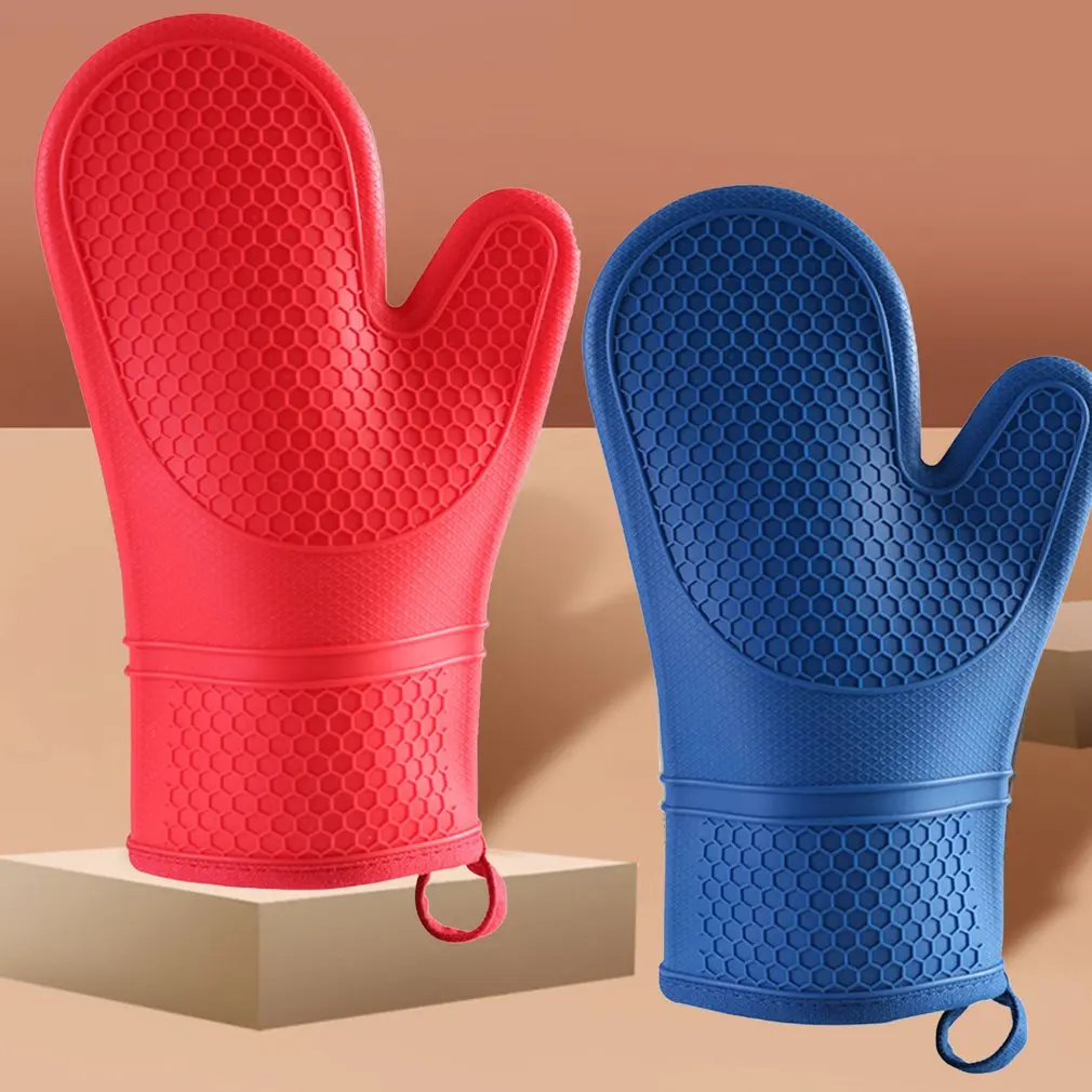 Silicone Heat Insulation Gloves Anti-scald Heat-resistant Non-slip Handle Comfortable Insulated Hand Clip Kitchen Texture Tool