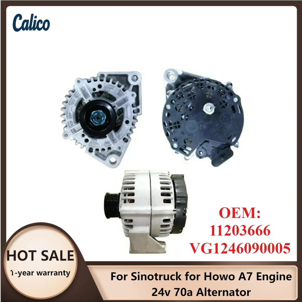 

High Cost-effectiveness Suitable for Sinotruck for Howo A7 Engine 24v 70a Alternator 11203666 VG1246090005