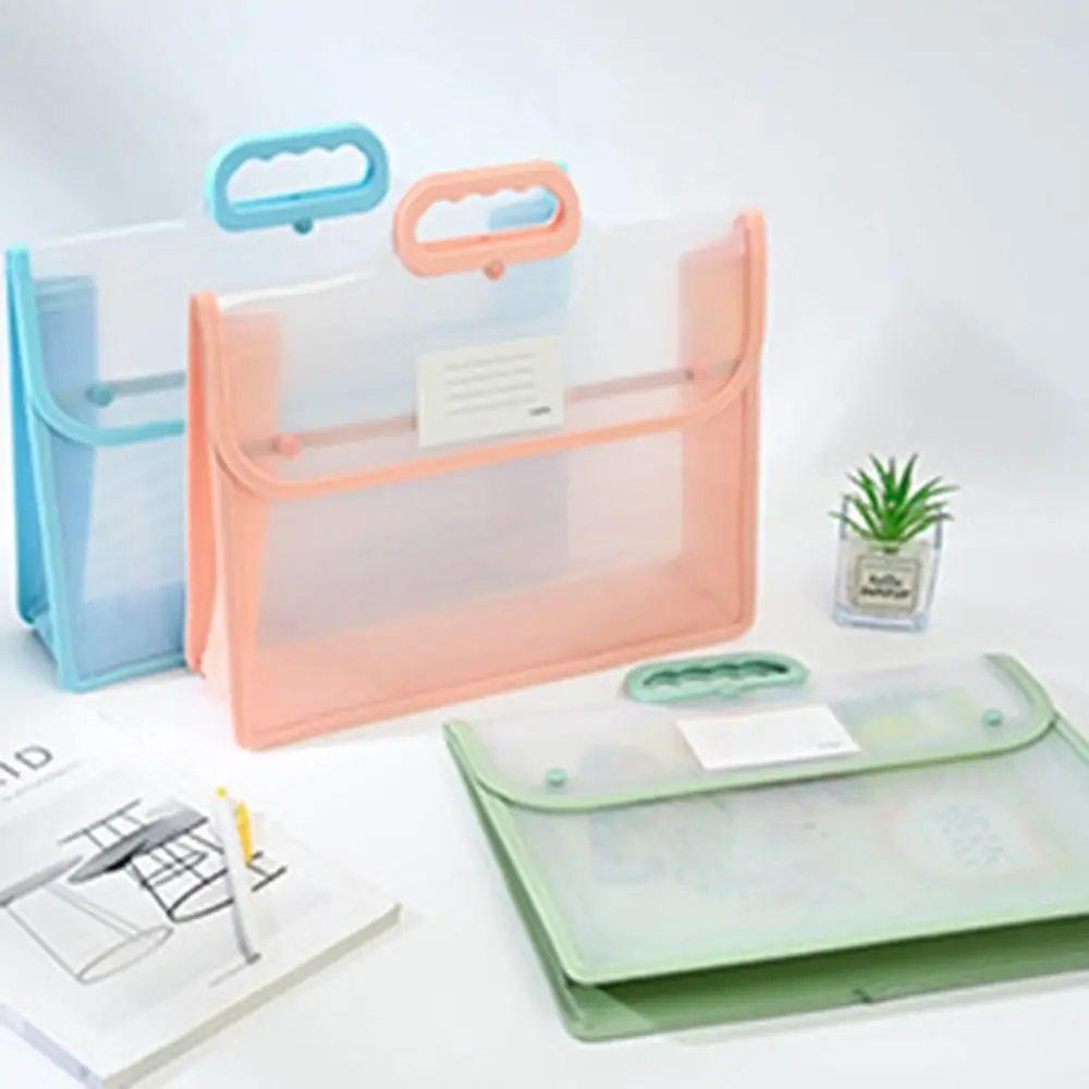 Multifunctional Test Paper Storage Bag Button Function Large Capacity Student Tote Bag Dustproof Handheld Stationery Organizer