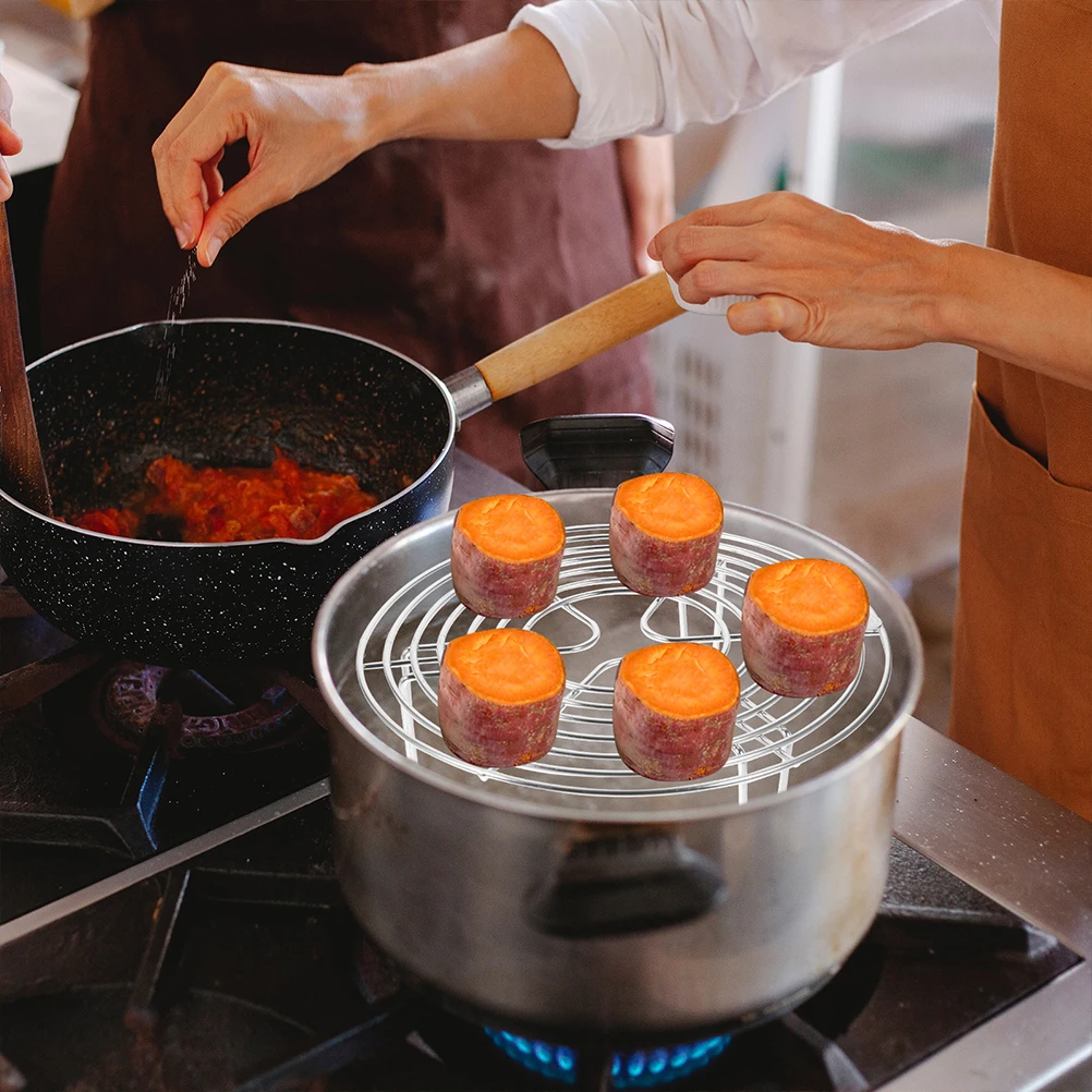 

2Pcs Stainless Steel Egg Steamer Rack Heat-Resistant Household Steaming Stand Cooling Rack Kitchen Utensil Camping Supply