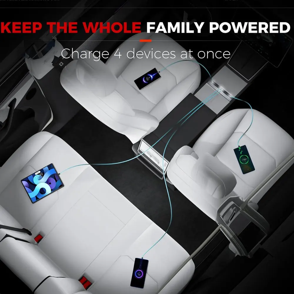 For Tesla Model Y Juniper 2026 Retractable Center Console USB Hub Model 3 Highland Phone Charger Fast Charging Docking Station view 3