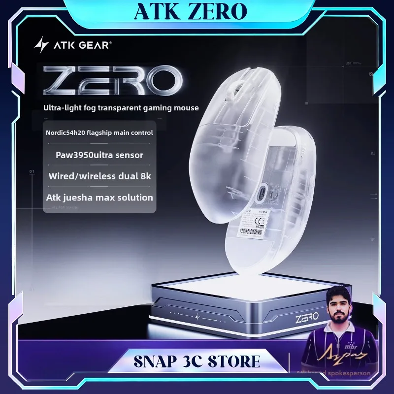 

ATK ZERO Wireless Gaming Mouse Ultra-lightweight Ergonomic Esports Mice 8K Polling PAW3950 for Valorant Delta Force PC