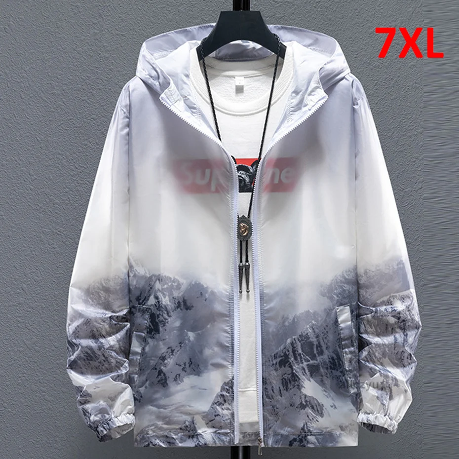 

7XL Plus Size Sun-protective Jackets Men Summer Thin Jacket Fashion Casual Fishing Coat Thin Clothes Big Size 7XL