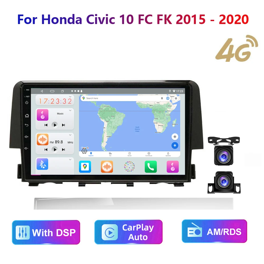 

HD Multimedia For Honda Civic 2015-2020 Car Stereo Radio Android Video Navigation GPS carplay/auto 4G