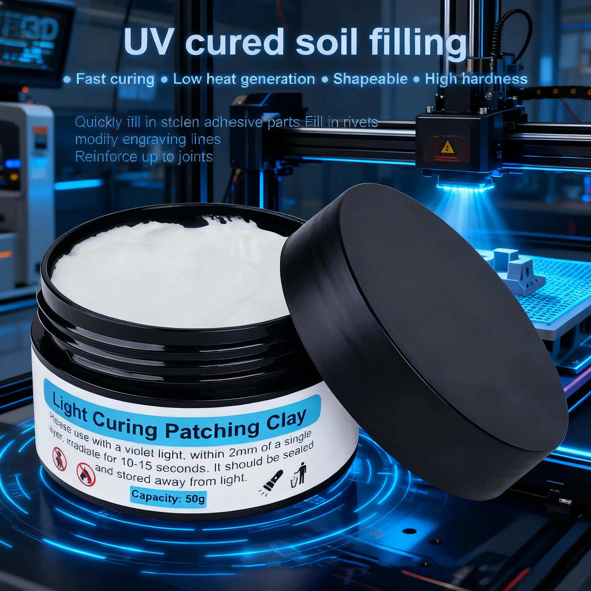 

3D Light Cure Putty Soil filling For 3D Printing Model Repairing 3D Printer UV Cured Soil Filling Clay Filling Fracture